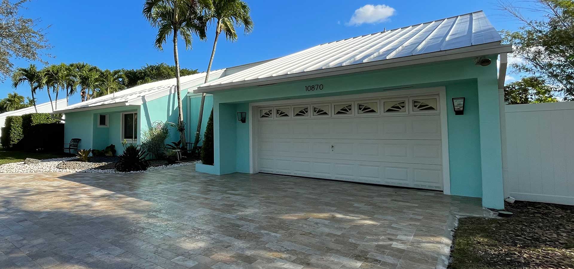 Bright, freshly soft-washed home exterior in Miami
